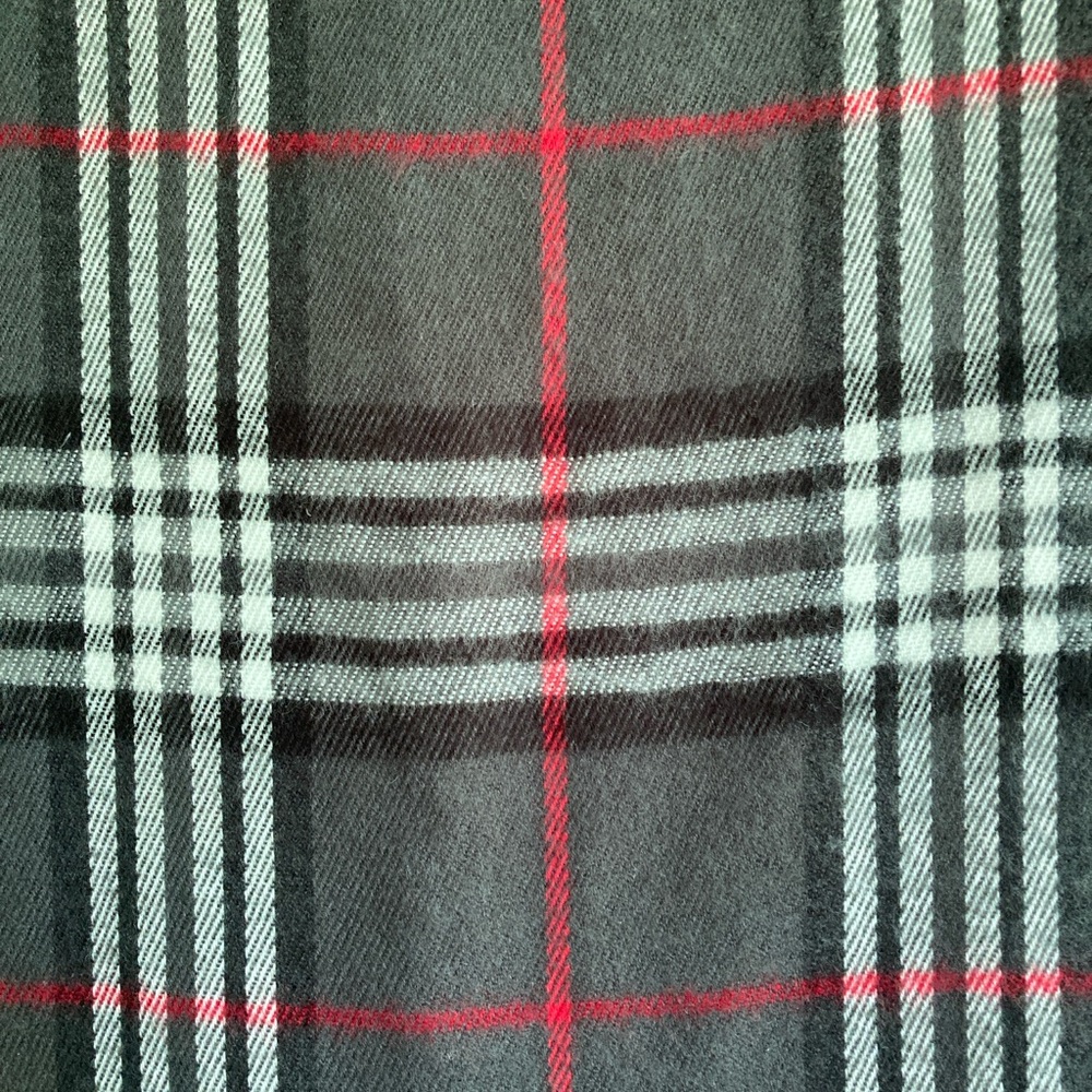 Winter Scarf - gray, black, white, red plaid